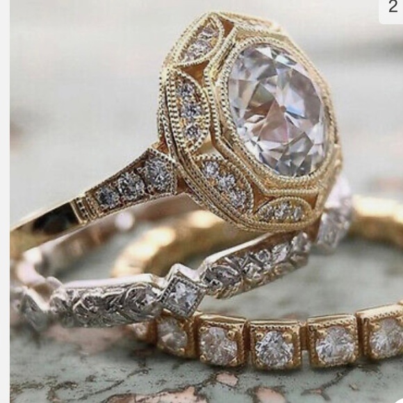 3pc Cubic Zirconia Goldplated Rings - Picture 3 of 5